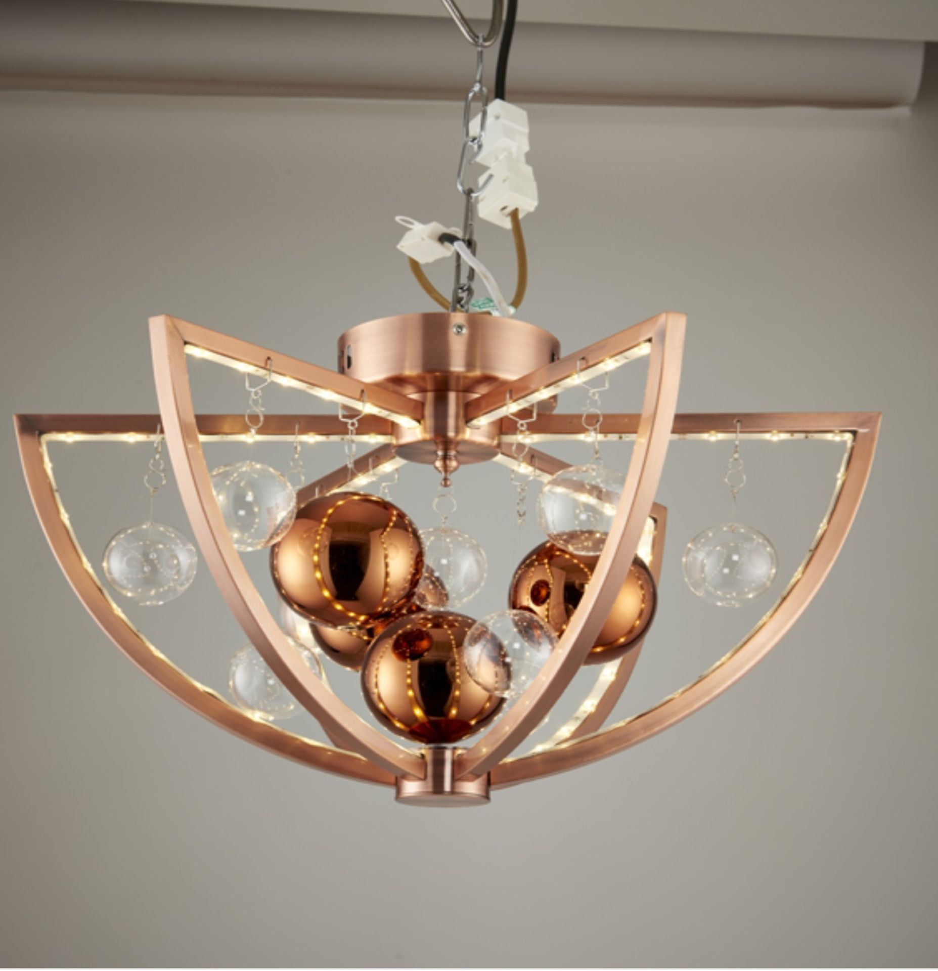 Endon Muni-Co-F Muni Flush Ceiling Light In Copper With Clear And Copper Glass ENDON-MUNI-CO-F An