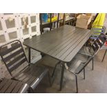 Studio Outdoor Dining Slat Table Black Rectangle Patio Bistro Table In Sturdy Steel Frame Complete