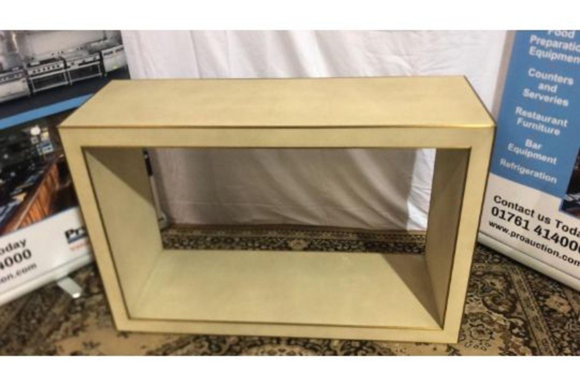 Cela Cream Bone White Shagreen Console 48 Table Crafted Of Shagreen Embossed Leather With The - Image 2 of 2