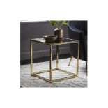 Santorini Side Table Gold The Santorini Side Table Finished With A Gold Frame And A Glass Table Top,