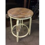 Adjustable Stool Cream Classic Industrial Bent Steel Frame With A Height Adjustable Dowel Through
