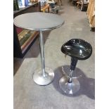 Poseur Table And Stool Circular Poseur Table With Round Chrome Base And Complete With A Modern