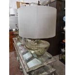 Heathfield and Co Lighting Hand Blown Green Glass Table Lamp With Grey Fleck Shade Diameter 480mm
