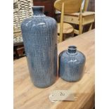 A Set Of 2 X Decorative Ceramic Grey Vases SR20 Ex Display Showroom Item