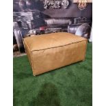 Timothy Oulton Leather Footstool In Tan Leather W810mm D600mm H360mm SR26 Ex Display Showroom Item