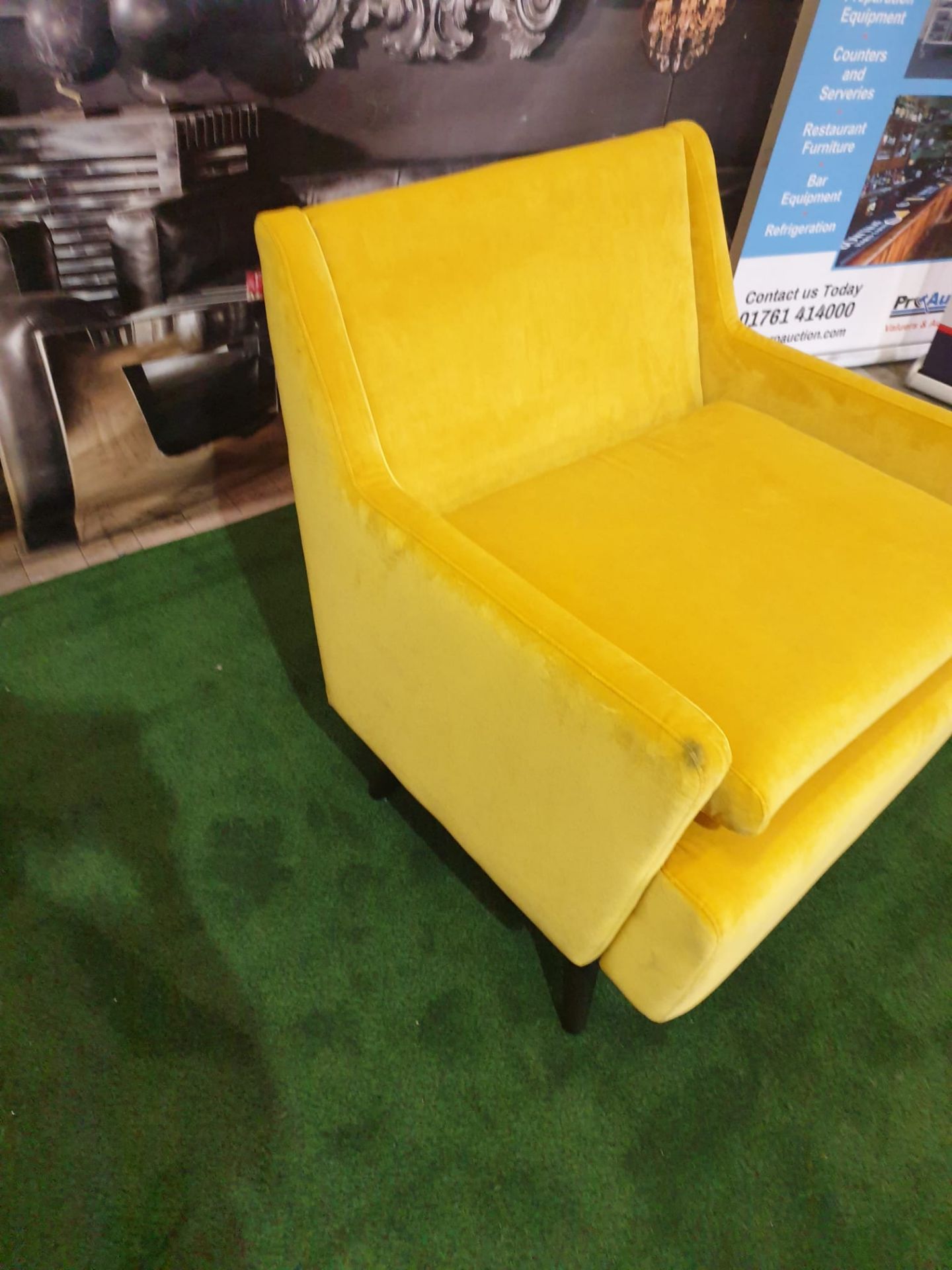 A velvet golden yellow library chair - Image 3 of 4