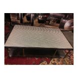 Herringbone Coffee Table Is Crafted From European Beach With A Dark Stained Structured Veneers And