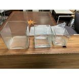 A Set Of Three Square Glass Planters SR157 Ex Display Showroom Item
