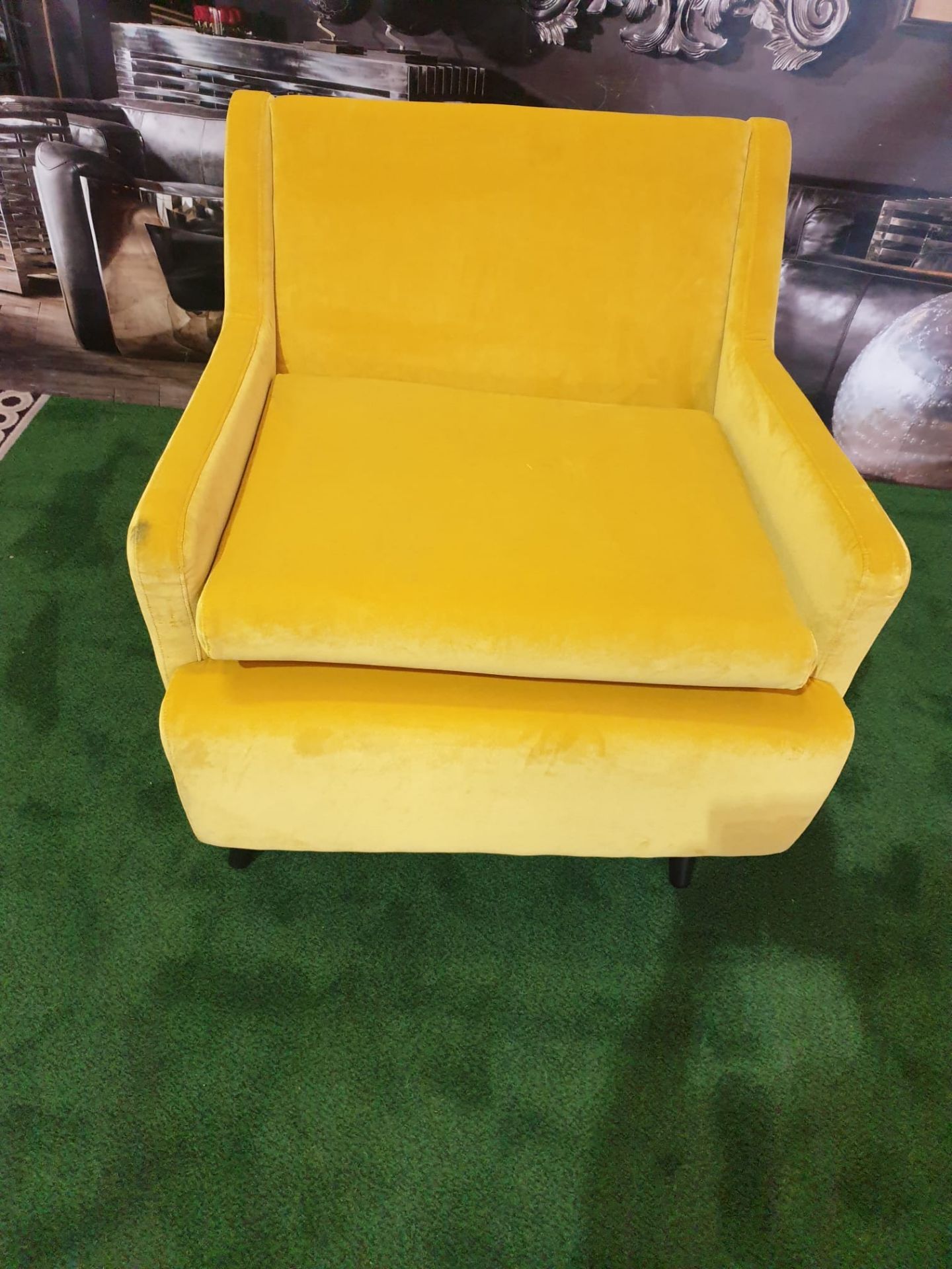 A velvet golden yellow library chair