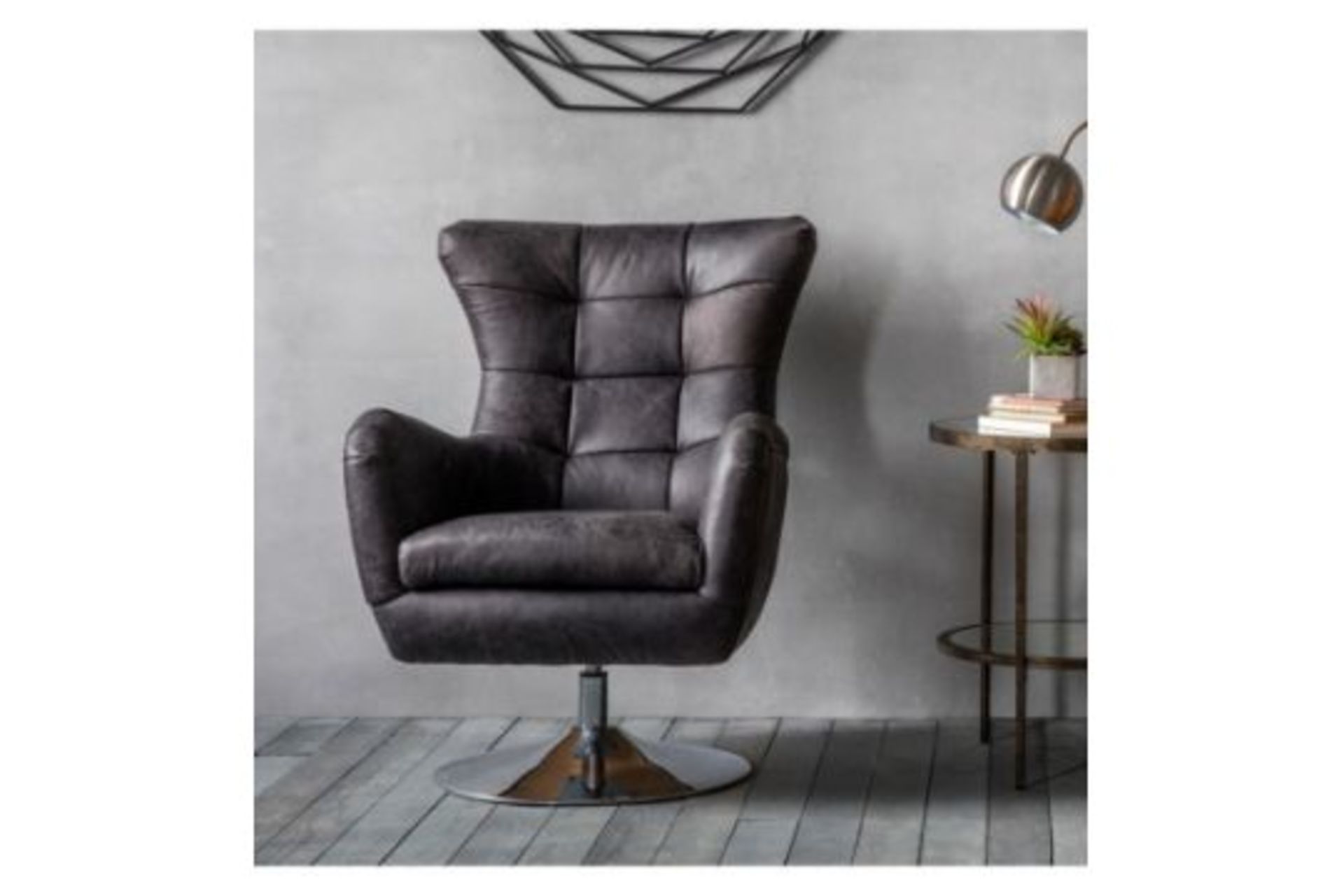 Laura Ashley Clearwell Swivel Chair Charcoal Nubuck Leather Sink Into Our Comfortable Clearwell