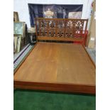 A Mahogany Super King Bedstead with Carved Headboard Slat Base and Rail Board 190 x 215cm (DIS246)