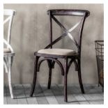 Cafe Chair Black (2pk) A Pack Of 2 Understated Cross Back Chairs In A Distressed Black Finish With