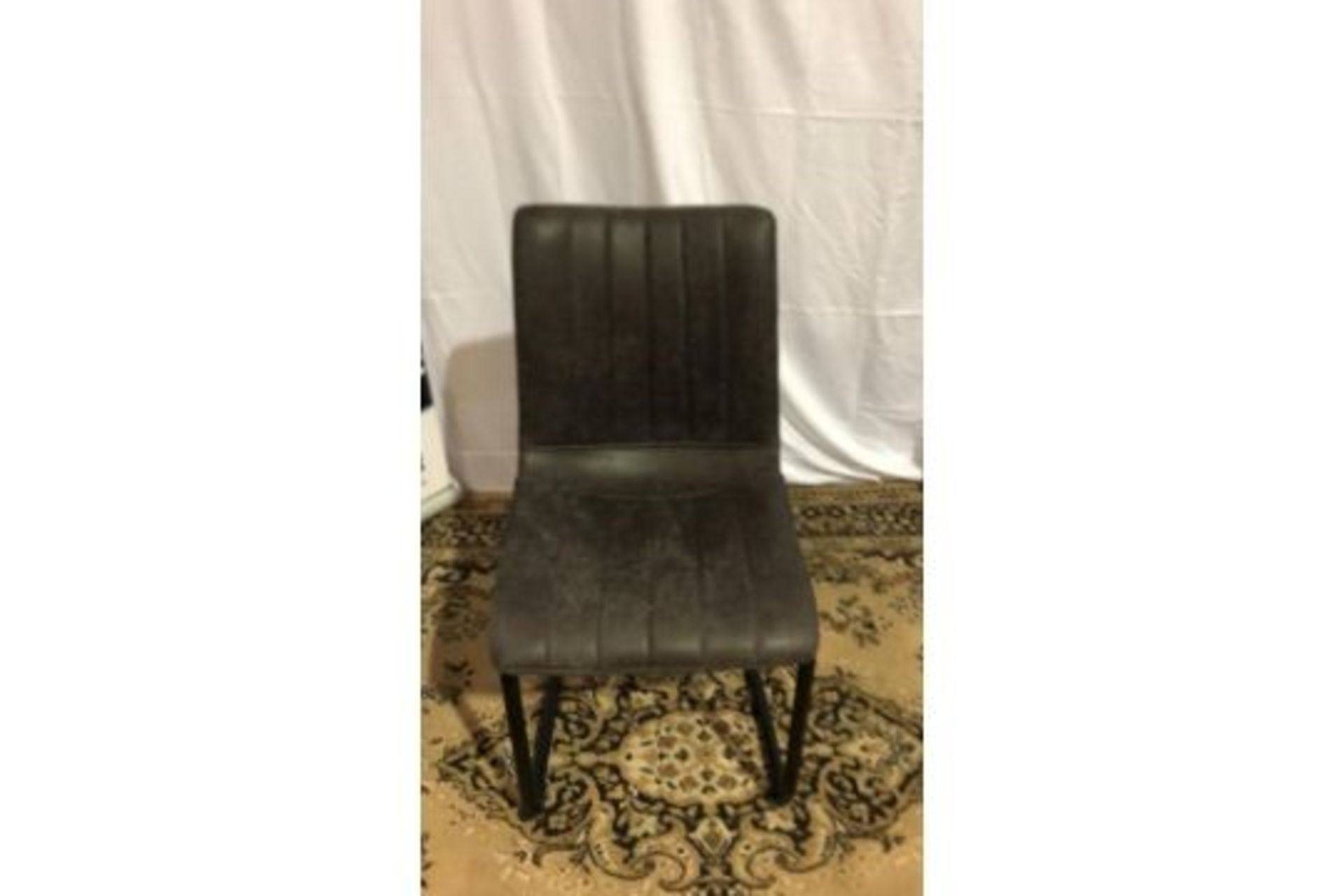 Caser Dining Chair Vegan Leather Grey Sled Base Dining Chairs With A Contoured Seat Design And