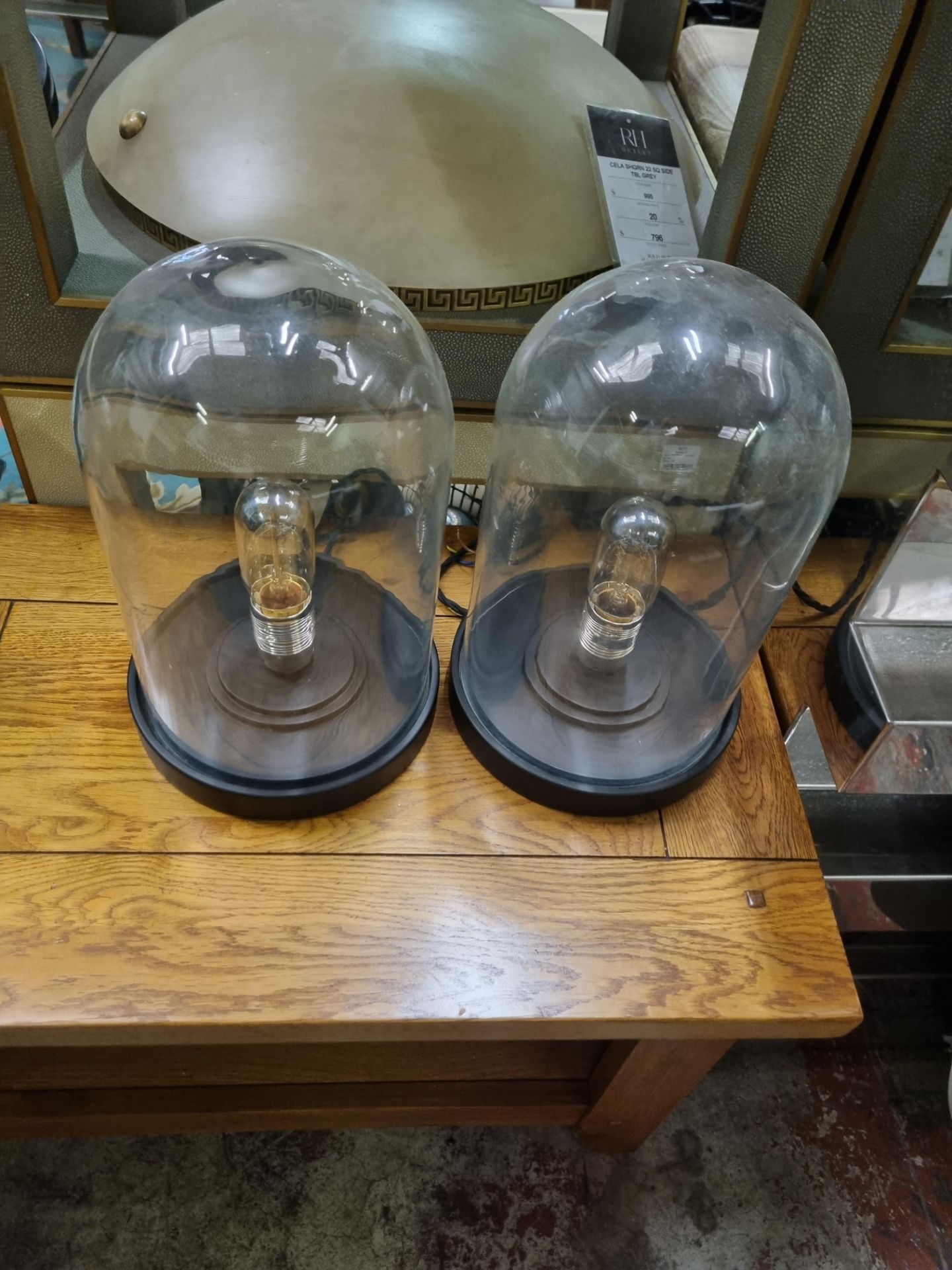 A Pair Of David Hunt Lighting Jefferson Vintage Table Lamp With Clear Glass Dome And Black Base H - Bild 2 aus 2