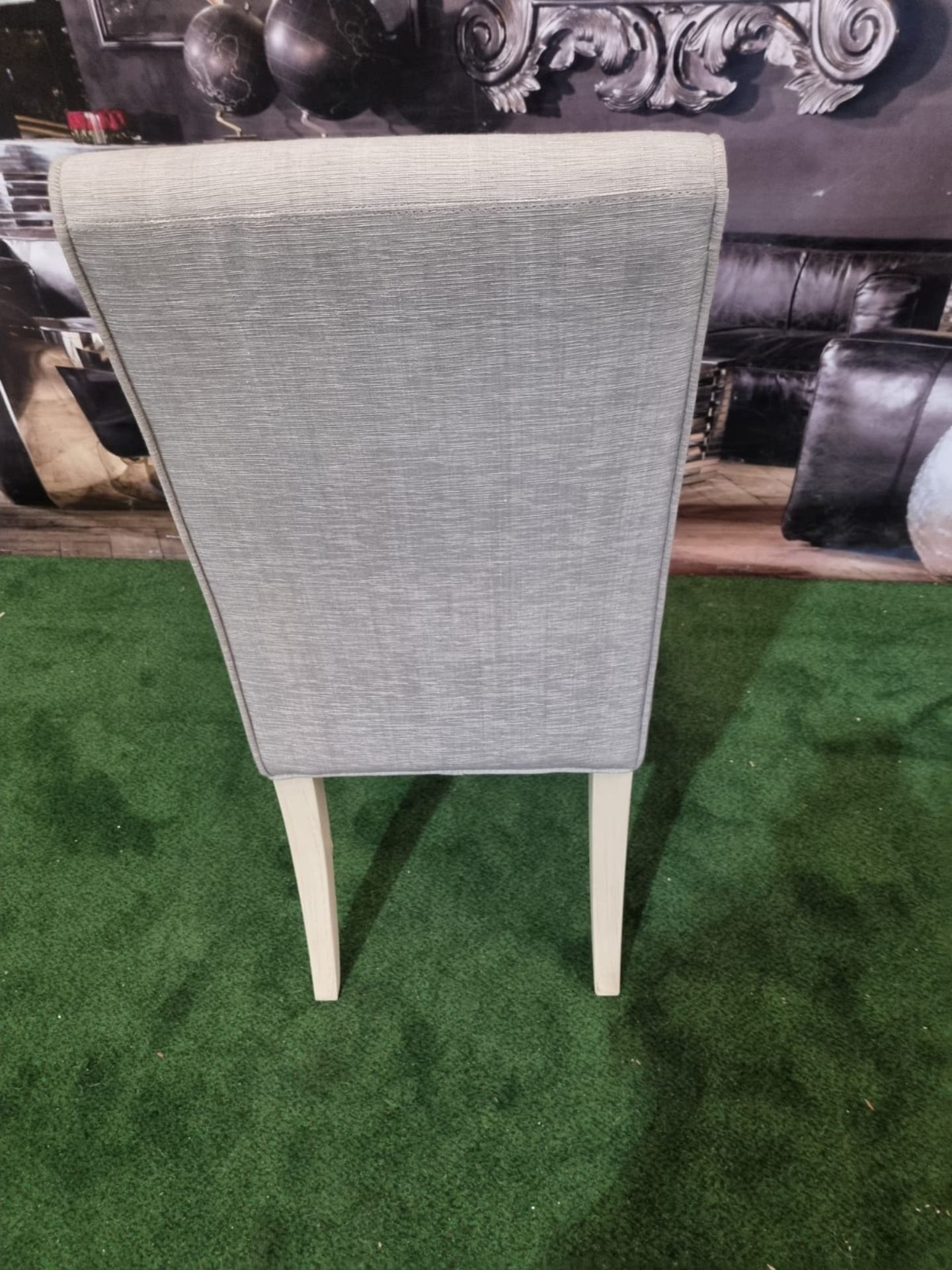 Tall Back Dinign Chair Grey High Back Side Chair With Grey Upholstery With White Wash Legs W 450mm X - Bild 3 aus 3