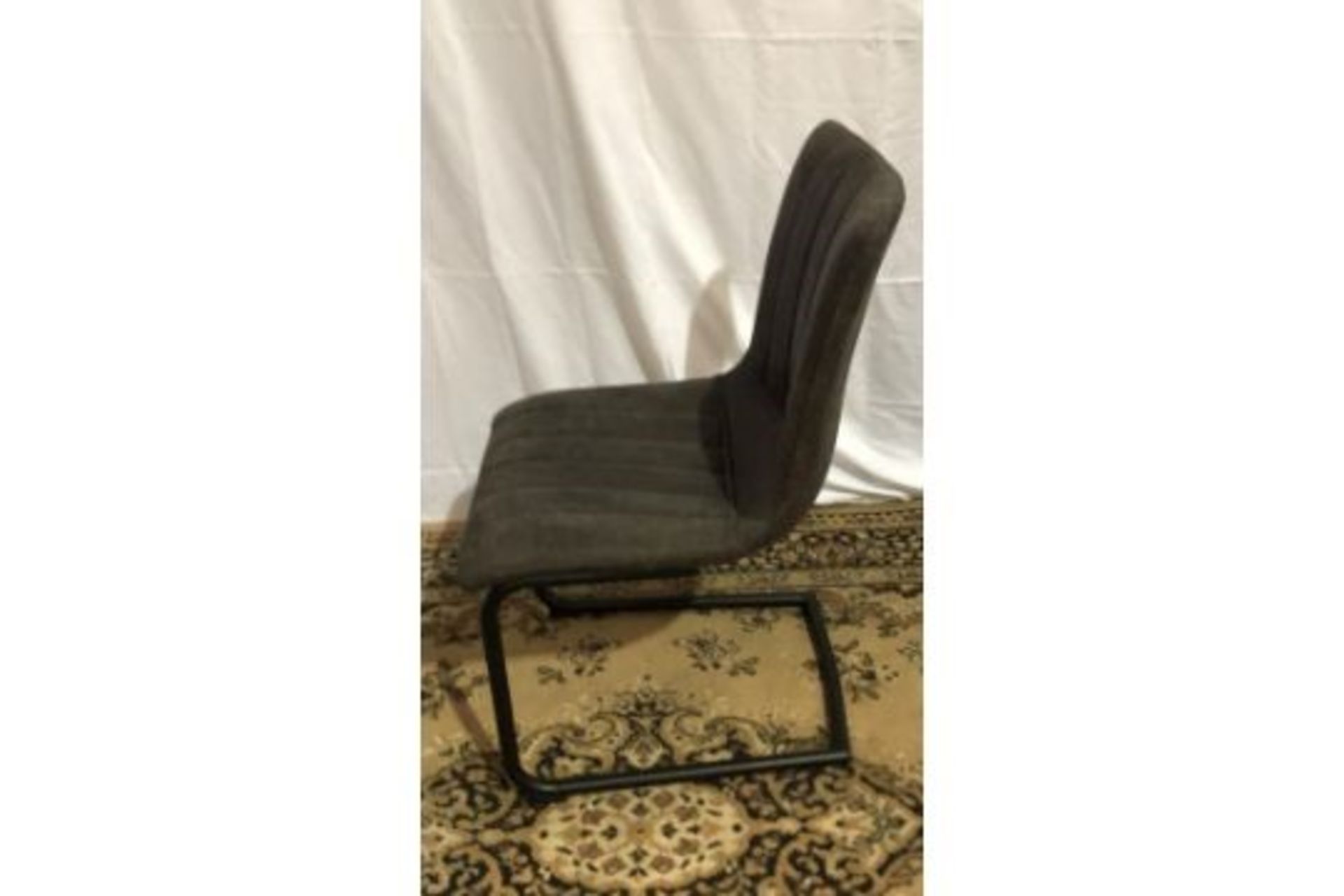 Caser Dining Chair Vegan Leather Grey Sled Base Dining Chairs With A Contoured Seat Design And - Image 2 of 2