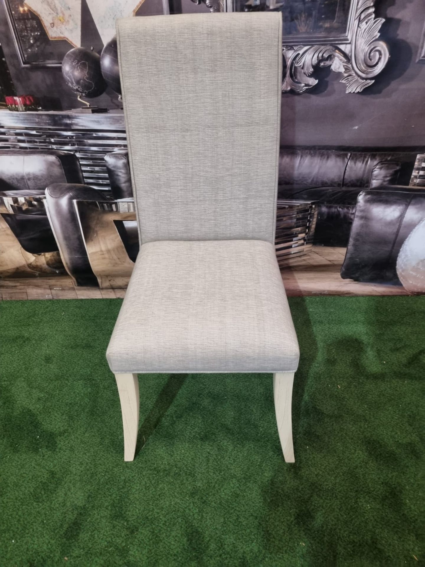 Tall Back Dinign Chair Grey High Back Side Chair With Grey Upholstery With White Wash Legs W 450mm X