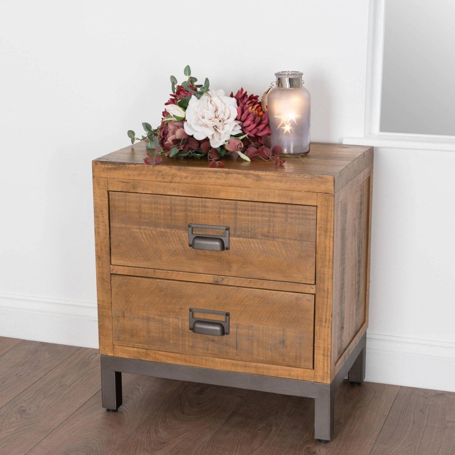 The Draftsman Collection Two Drawer Bedside Cabinet The Combination Of Raw And Organic Textures Of A