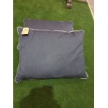 A Set Of 2 X Cushions Blue With Grey Piping 60 X 45cm (ST81)