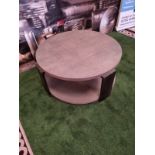 Talbot Rustic Grey Wash Wood Round Round Coffee Table Tier Grey Wooden Round Coffee Table With Black