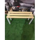 Wooden Slat Grey Metal Bench 91 X 32 X 44cm (ST44)