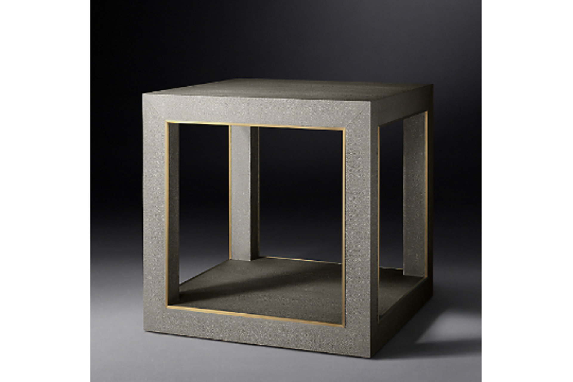 Cela Green Shagreen Square Side Table Crafted Of Shagreen-Embossed Leather With The Texture