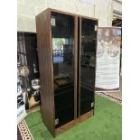 Noir Walnut Two Door Smoked Tempered Glass Display Cabinet Internally Fitted With Shelves 100 X 50 X