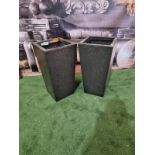 A Set Of 2 X Poly Resin Tapered Planter In Black H600mm SR90 Ex Display Showroom Item
