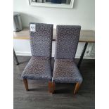 A Pair Of Blue Patterned High Back Chair With Pine Legs W 440mm D 390mm H 990mm
