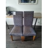 A Pair Of Blue Patterned High Back Chair With Pine Legs W 440mm D 390mm H 990mm