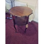 Mahogany Two Tier Side Table With Bowed Legs W 500mm D 500mm H 690mm