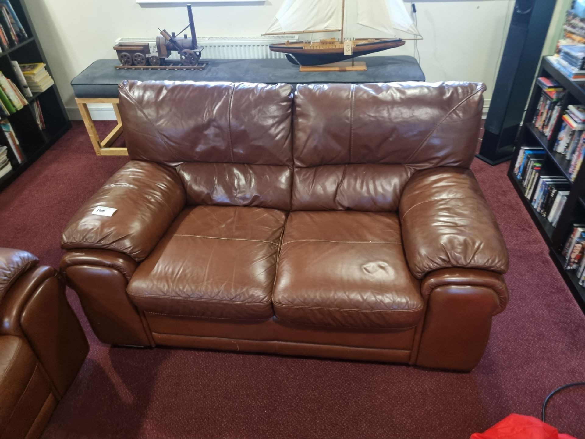 A Brown Leather Sofa Suite Comprising Of A 3 Seater W 2160mm D 900mm H 900mm and 2 Seater W 1700mm D - Bild 4 aus 4