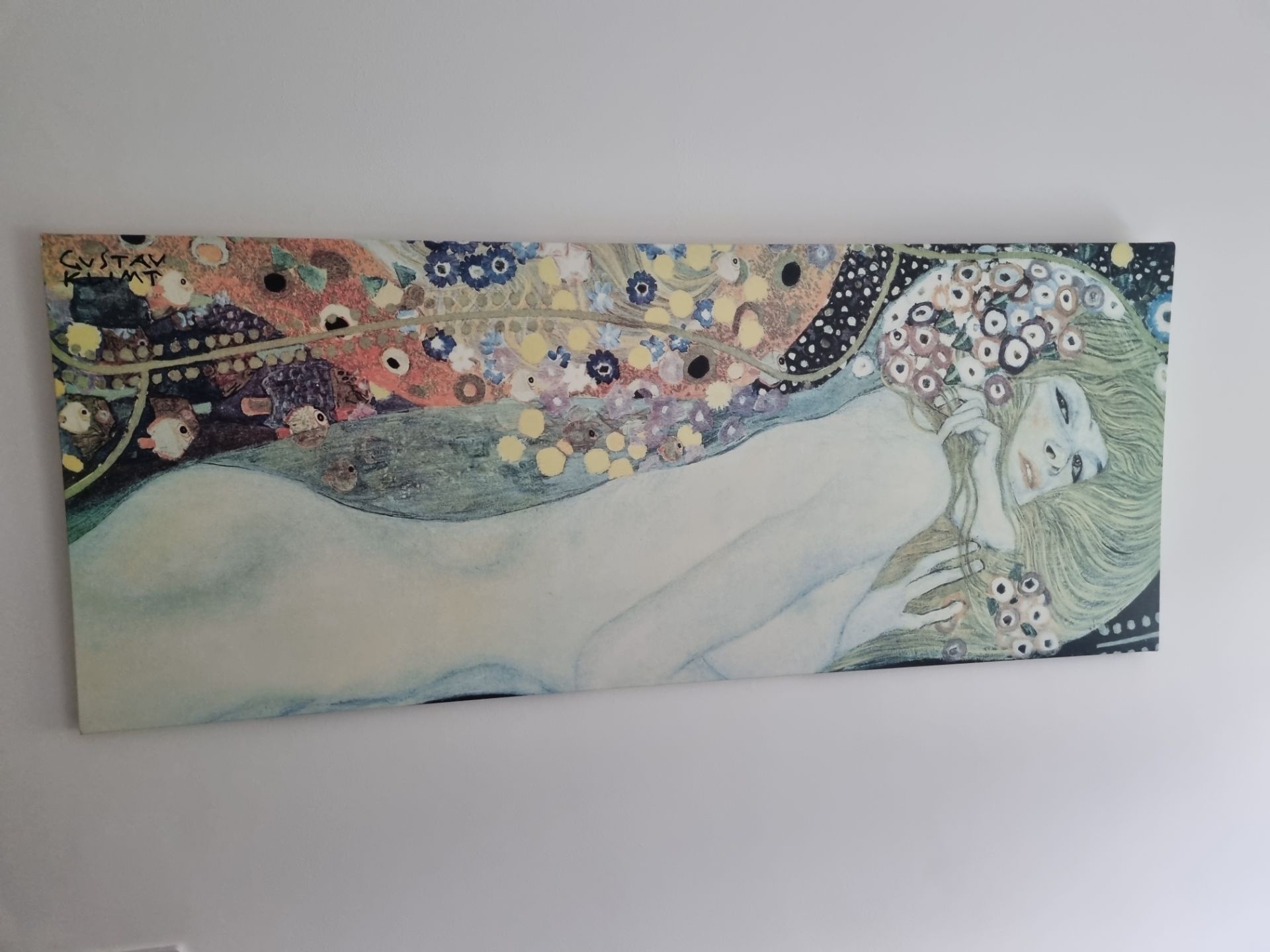 Ikea 'Pjatteryd' Gustav Klimt Abstract Wall Art In Wooden Frame 1400mm X 570mm