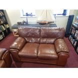 A Brown Leather Sofa Suite Comprising Of A 3 Seater W 2160mm D 900mm H 900mm and 2 Seater W 1700mm D