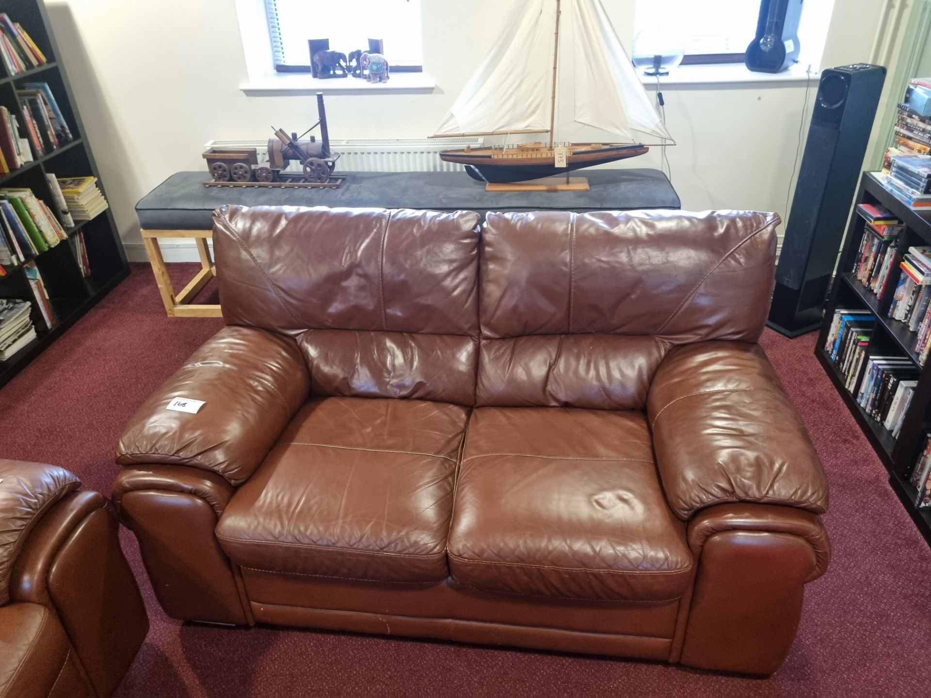 A Brown Leather Sofa Suite Comprising Of A 3 Seater W 2160mm D 900mm H 900mm and 2 Seater W 1700mm D