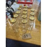 13 x Small Reusable Milk Bottles With Gold Lids