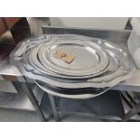 4 x Stainless Steel Serving Platters Various Sizes