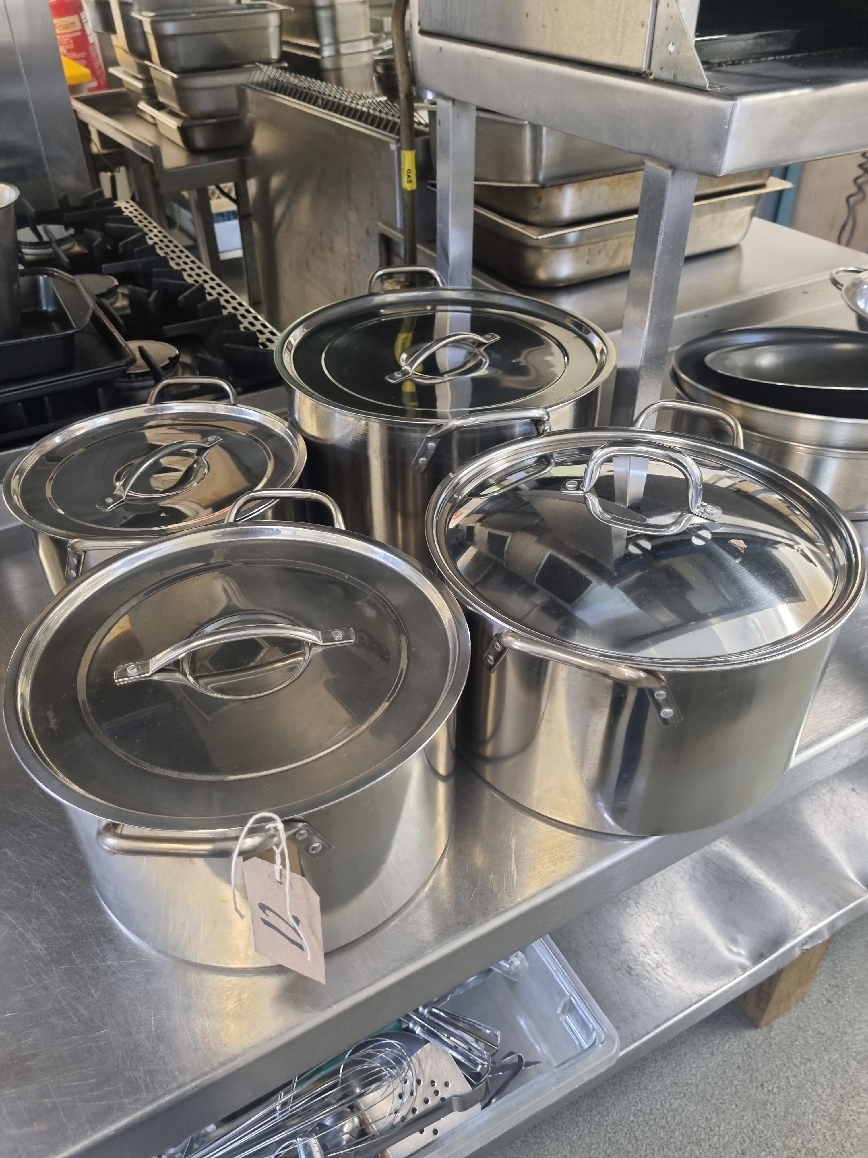 4 x Stainless Steel Saucepans With Lids Various Sizes