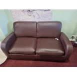 Brown Leather Sofa Bed W 650mm D 850mm H 850mm