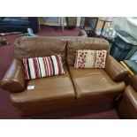 Marks and Spencer Brown Leather Sofa Suite Comprising Of 3 Seater W 2050mm D 900mm H 850mm and 2