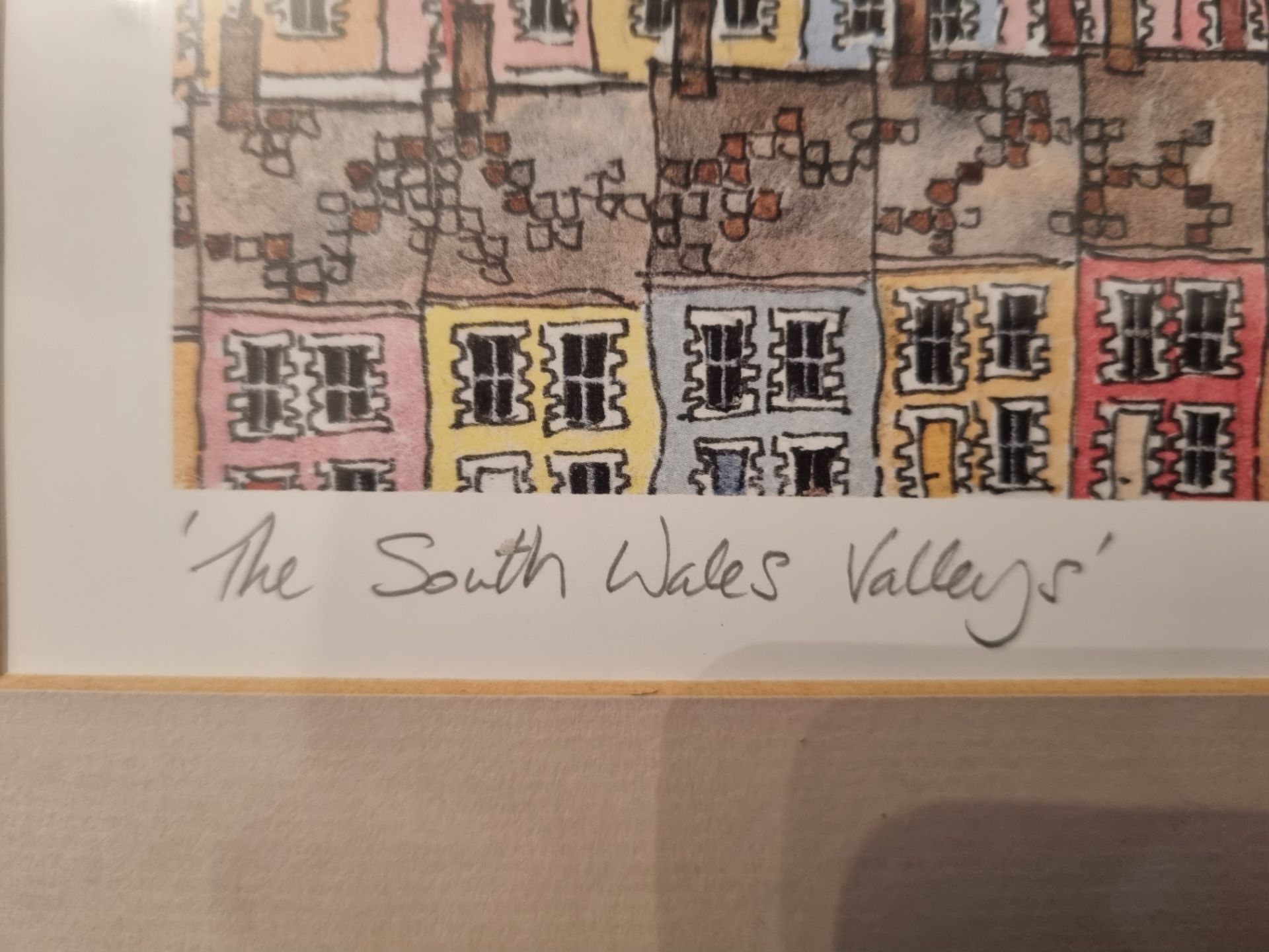 A Set of 2 Wall Art Prints 'The South Wales Valleys' Michael Power Or Powell 232/350 In Wooden Frame - Bild 4 aus 5