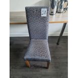 Blue Patterned High Back Chair With Pine Legs W 440mm D 390mm H 990mm