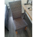 Blue Patterned High Back Chair With Pine Legs W 440mm D 390mm H 990mm