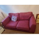 Two Seater Burgundy Upholstered Sofa With Wooden Feet W 1800mm D 900mm H 850mm (Some Pulled Threads)