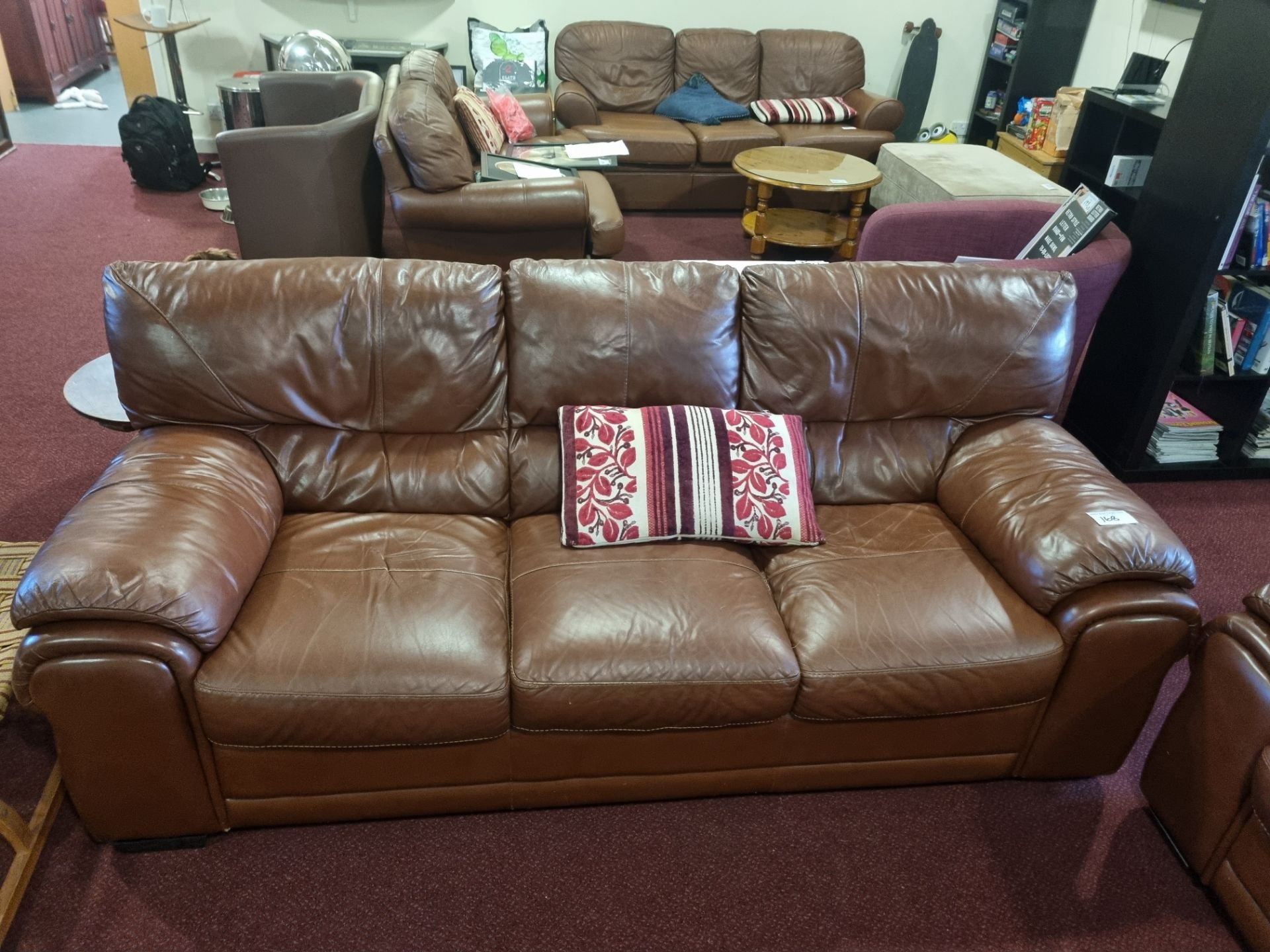 A Brown Leather Sofa Suite Comprising Of A 3 Seater W 2160mm D 900mm H 900mm and 2 Seater W 1700mm D - Bild 3 aus 4