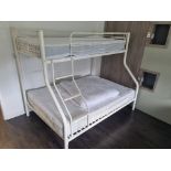 A Family Triple Bunk Bed In White With Double At Bottom And Single On Top W 1350mm L 1900mm H