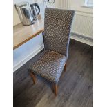 Blue Patterned High Back Chair With Pine Legs W 440mm D 390mm H 990mm