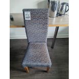 Blue Patterned High Back Chair With Pine Legs W 440mm D 390mm H 990mm