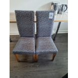 A Pair Of Blue Patterned High Back Chair With Pine Legs W 440mm D 390mm H 990mm