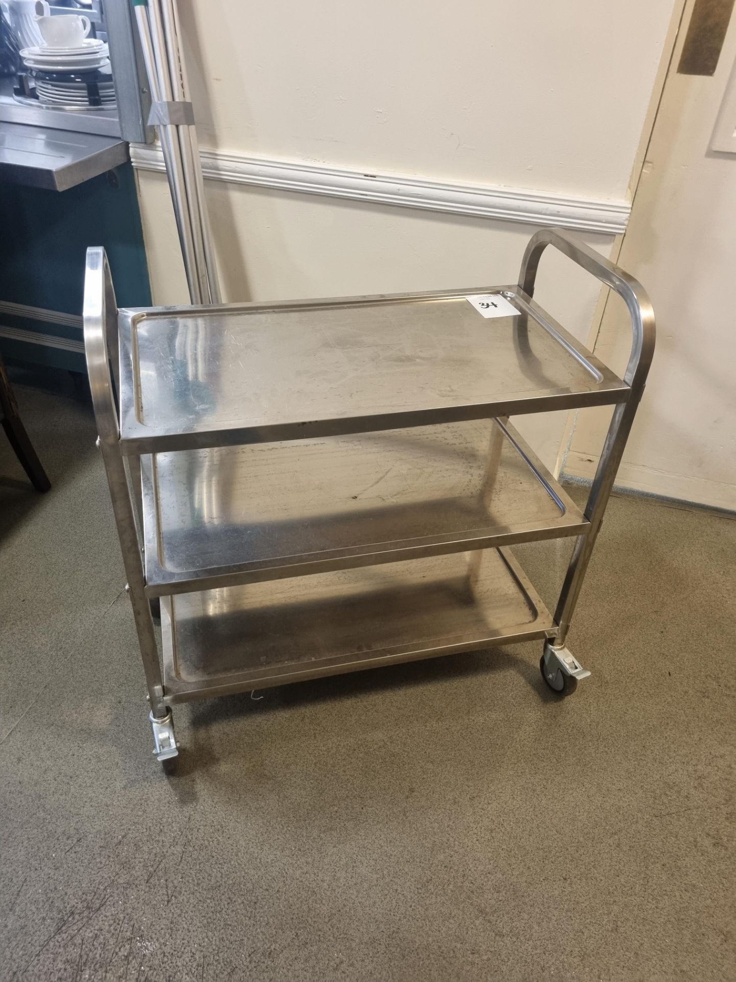 Stainless Steel Three Tier Hostess Trolley W 850mm D 450mm H 840mm